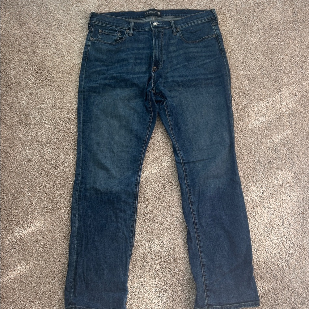 Men's Abercrombie & Fitch Straight Stretch Blue Jeans